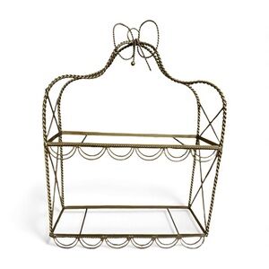 Vintage Hollywood Regency Italian Gilt Rope Two-Tier Wall Shelf